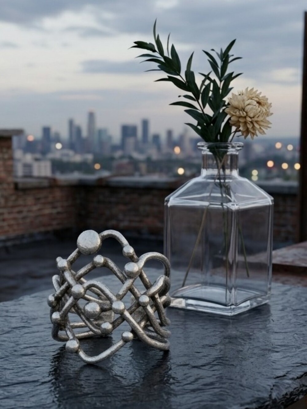 Sculptural Wire Ring Handcrafted in Istanbul Brutalist Silver Tone Adj 8-10